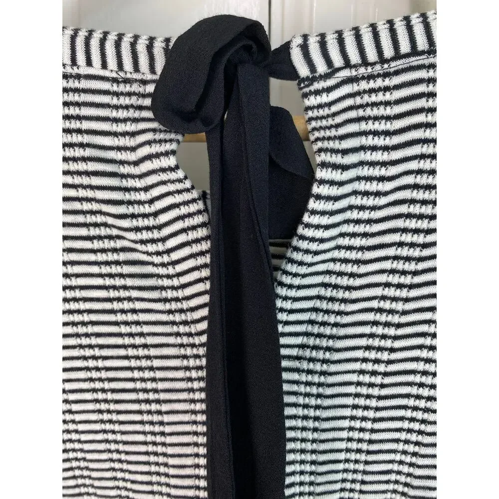 NWT LOFT Petites Women PL Black White Stripe Ribbed A-Line Swing Dress $69.50 * - Picture 5 of 6